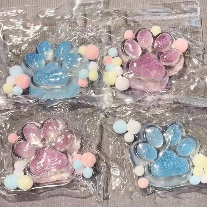 Jelly Glitter Squishy Cat PAW ความเครียดบรรเทา Decompression ของเล่นช้า Rebound Pinch ใหม่ Fidget ของเล่นสําหรับเด็กผู้ใหญ่คริสต์มาสของขวัญ