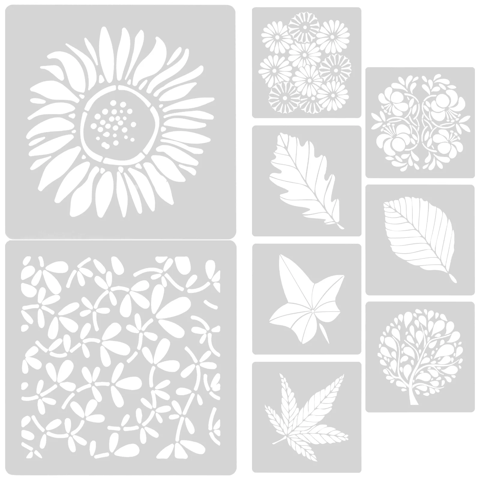 

9 Pcs Floral Template Flower Molds Furniture Graffiti Stencil The Pet Wall Painting Drawing Templates Stencils for