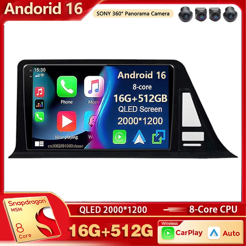 Radio Multimedia para Auto con Android 16 para Toyota C-HR CHR 2016 2017 2018 2019 2020, Auto Carplay, Estéreo para Auto, wifi+4G, Voz Ai, BT