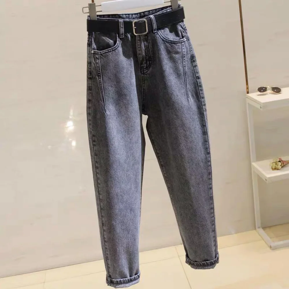 Calças de brim dos homens harem calças moda bolsos desinger solto ajuste baggy moto jeans masculino estiramento retro streetwear relaxado jeans cônicos