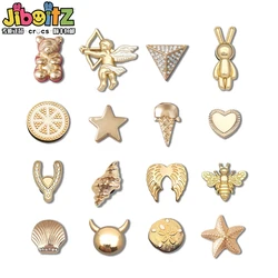 Gold Series Metal Sheo Charms for Sandals Clogs Fashion Cartoon Shoe Decoration Kdis Gifts