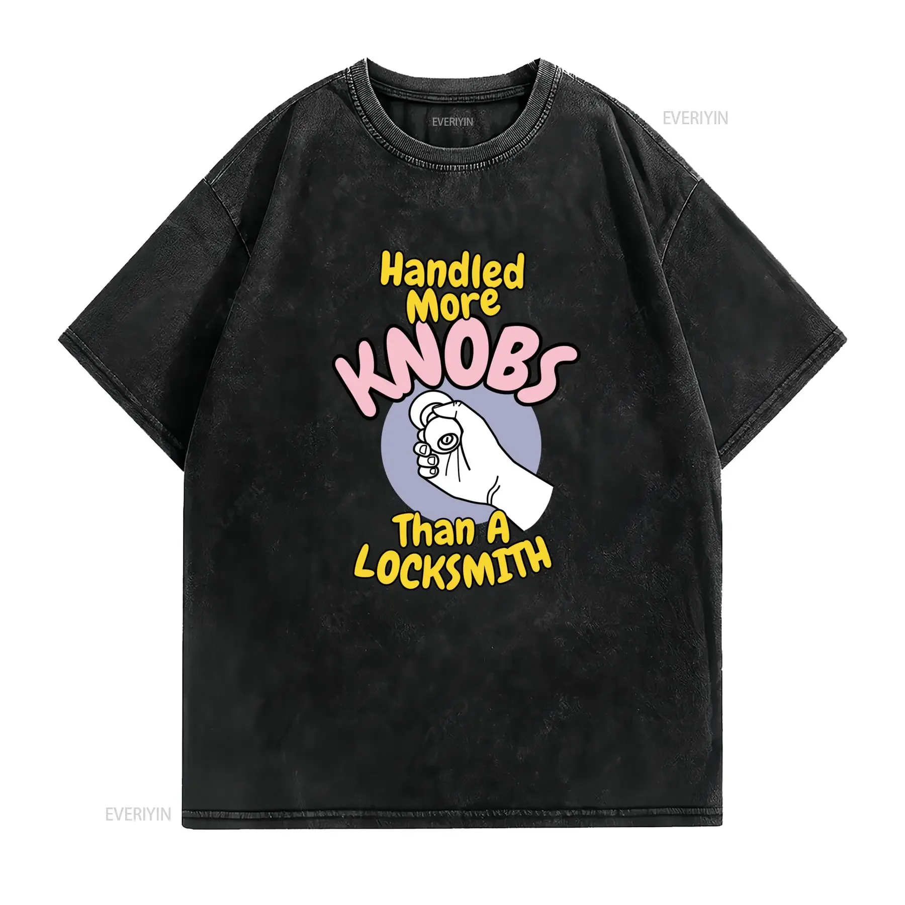 Funny Cartoon Locksmith Sarcastic Meme Print Casual T Shirt vintage Washed Comfortable graphic homme streetwear Versatile