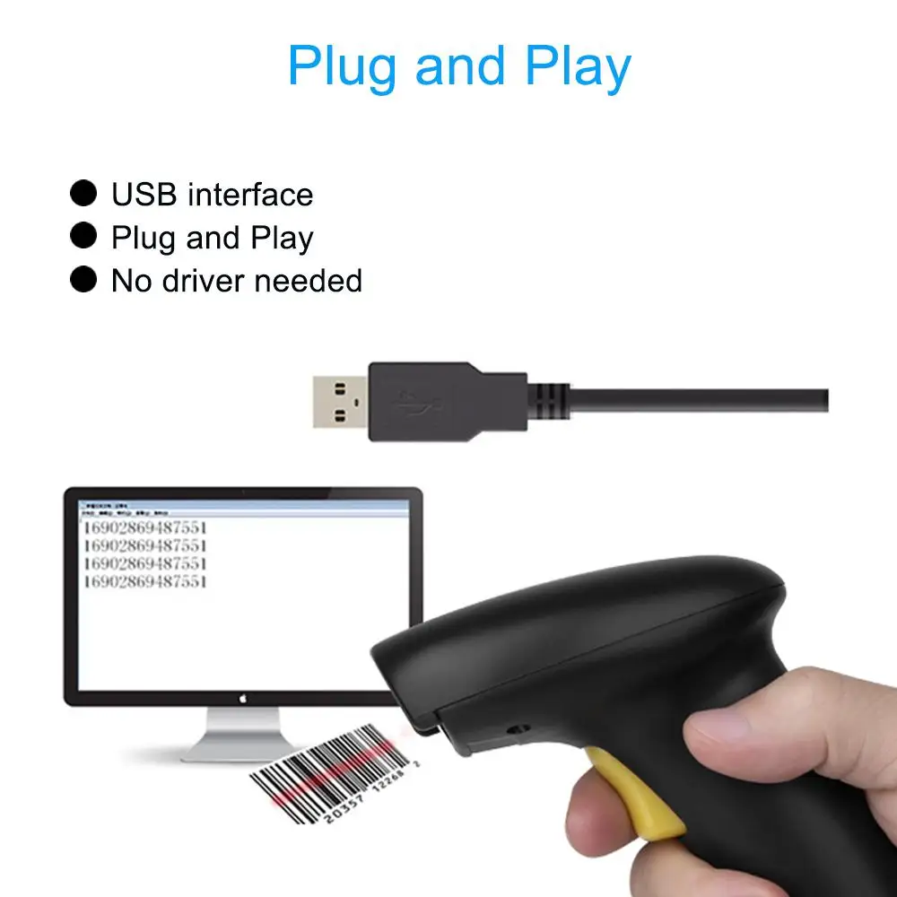 السلكية المحمولة ماسح الباركود 1D 2D Qr قارئ الرمز السلكية USB المحمولة PDF417 DM رمز الباركود الماسح الضوئي 2d لمتجر المتجر