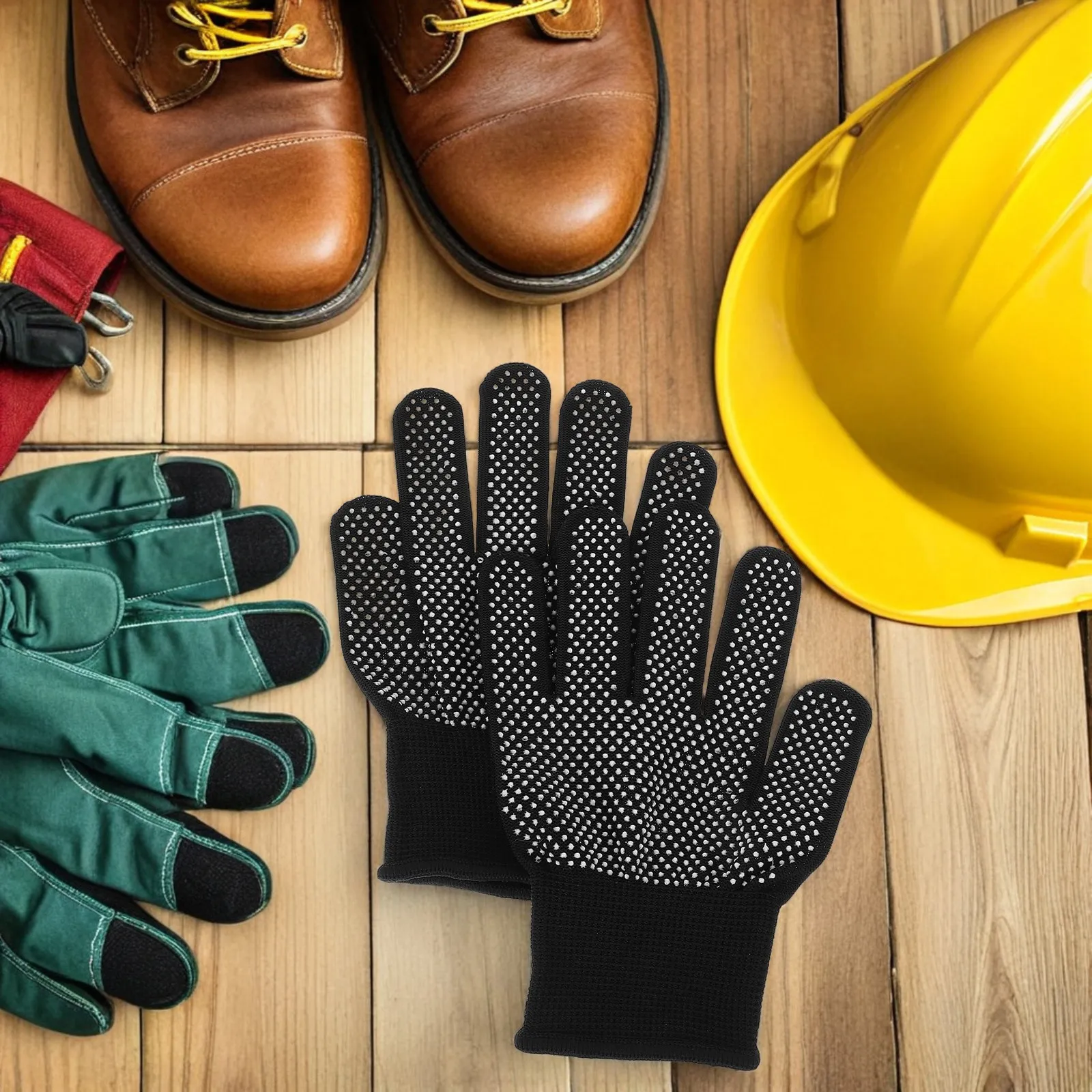 3Pairs Protective Gardening Gloves Thick Palm Layer Elastic Wrist Non-Slip Gloves for Outdoor Yard Work Planting Weeding