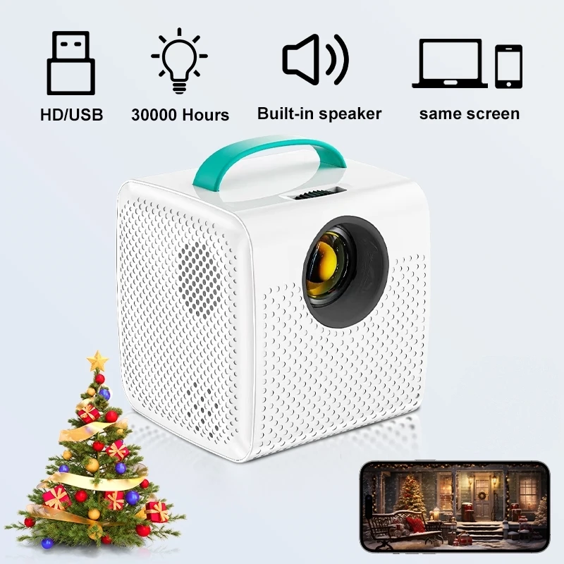 Salange Q2 Portable Mini Movie Projector Same Screen Smartphone 640*480P for Outdoor Camping Home Theater Children's Gifts