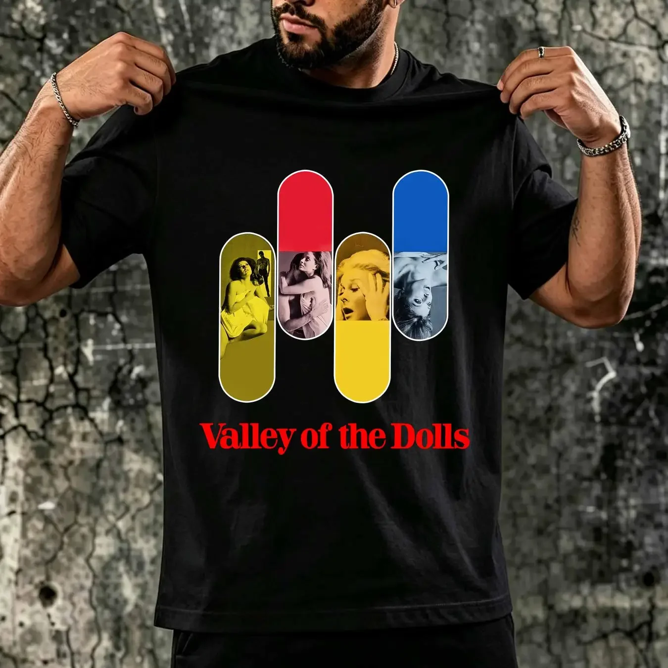 washed T Shirt Vintage Valley Of The Dolls Essential vintage Washed graphic Soft homme Casual Versatile Slightly fashion Unisex