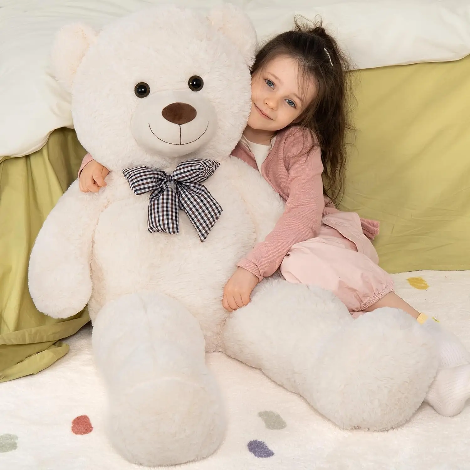 Giant Teddy Bear  4 Feet Stuffed Animal Stuffed Bear Baby Shower Life Size Large Teddy for Girlfriend Boyfriend Wife Children