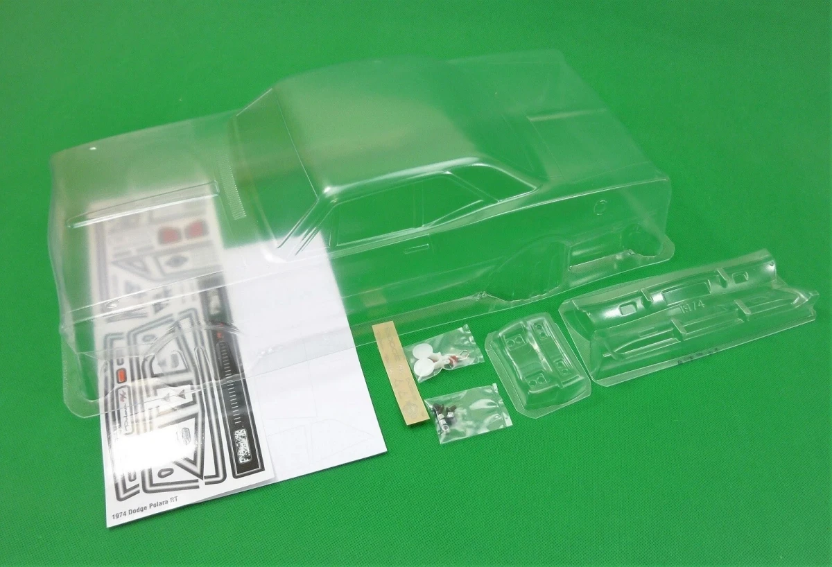 1/10 1974 Polara RT Clear Lexan Body Shell 200mm Width 258mm Wheelbase w/ Light Bucket Decals for RC Drift Touring Muscle Car