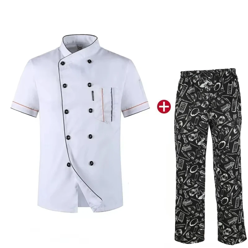 Chef-kok uniformen set voor heren dames restaurant gebak keuken kok ober jas en broek