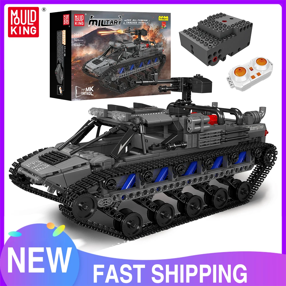 Mould King 20030 Technical Car Building Block RC EV2 All-terrain Tracked Vehicle Model Assembly Tank Toys Kids Christmas Gift