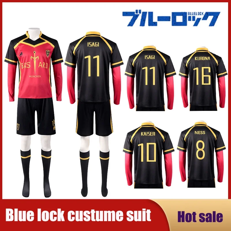 Game Anime Blue Lock Cosplay Costume Wig Shorts T-shirt Stocking Isagi Bachira Chigiri Nagi Reo Ness Football Clothes For Men