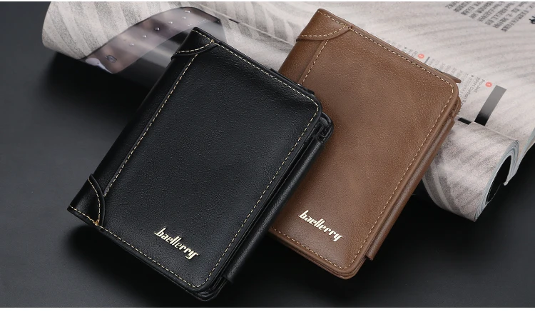 Brand Men PU Leather Short Wallet With Zipper Coin Pocket Vintage Big Capacity Male Short Money Purse Card Holder New