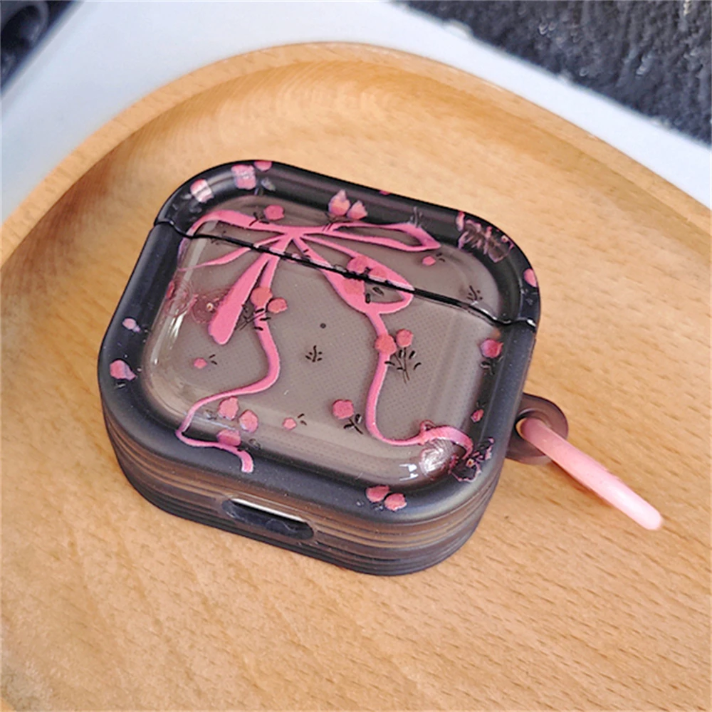 Lindo cuadrado de flores rotas con llavero nueva funda para auriculares para AirPods 1 2 3 4 funda protectora suave para AirPods Pro 2