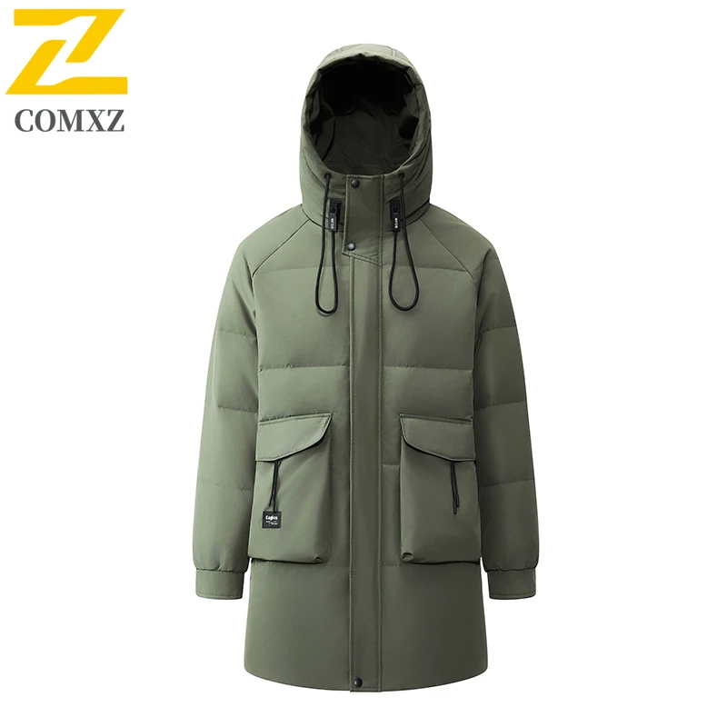 

Vintage Mens Long Down Jacket Classic Hooded Outdoor Mountaineering Cold Resistant Parkas Casual Camping Thick Warm Winter Parka