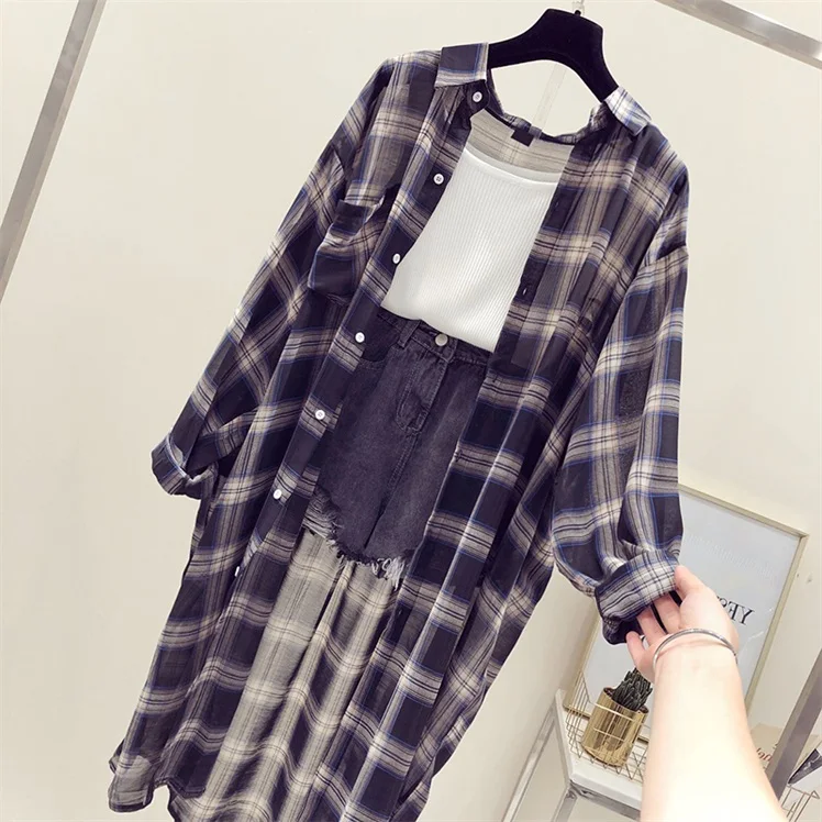 Women's Mid-Length Shirt Jacket Summer New Thin Chiffon Cover up Dress Outer Cardigan Lightweight Breathable  Collar Long...