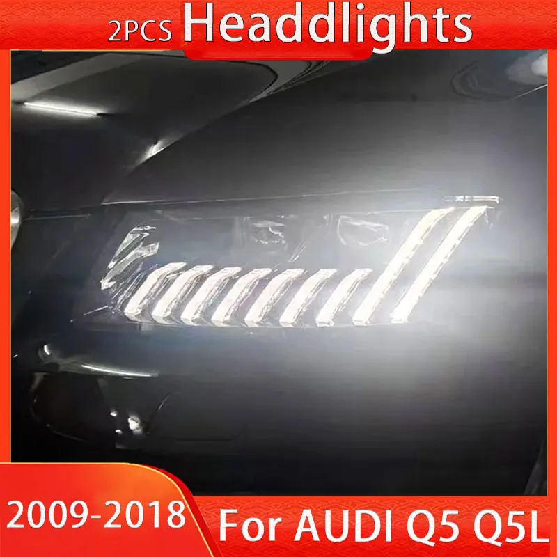 

Автомобильные фары для Audi Q5, светодиодные фары 2009-2018 Q5, аксессуары для обновления автомобиля, полный светодиодный DRL, указатель поворота в сборе