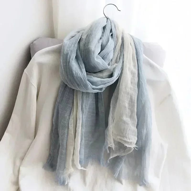 Thin Scarf Shawl New Cotton and Linen Women's Solid Color Sunscreen Muslim Headband Israel Saudi Arabia Japanese South Korea