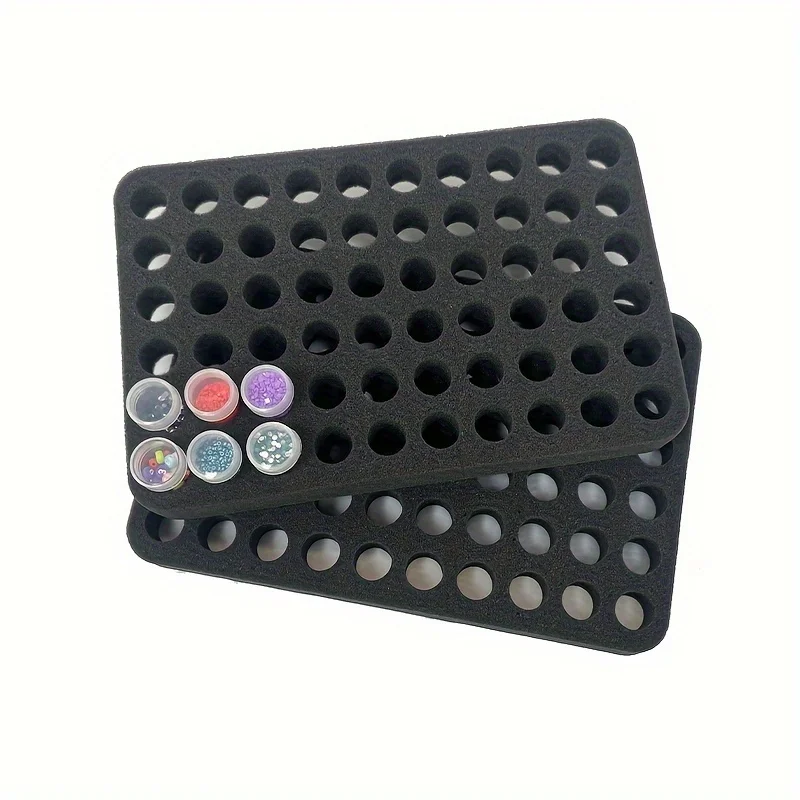 Set of 2 Diamond Painting Rhinestone Organizer Foam Trays with 60 round Slots Durable Foam Craft Accessory for Beads Sequins