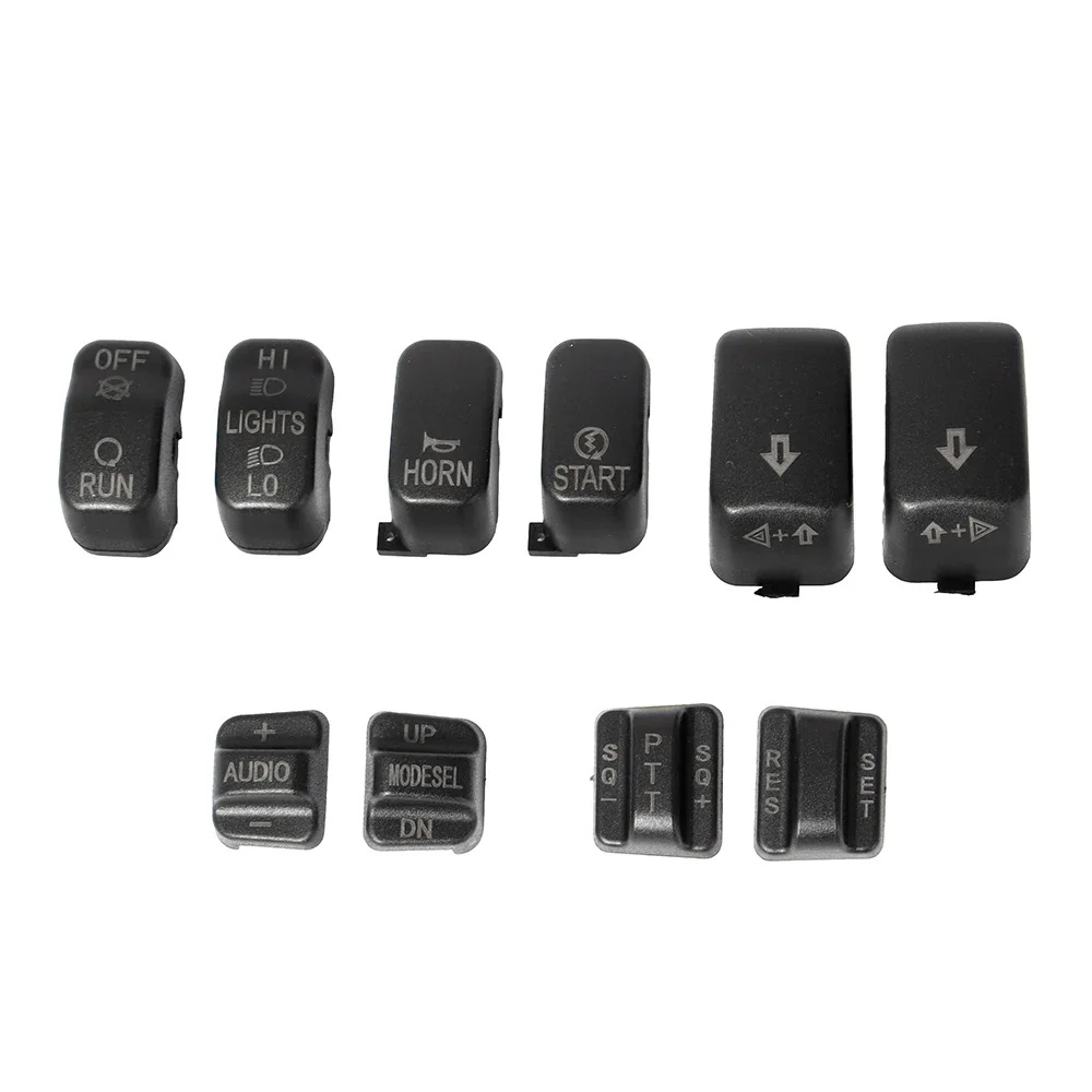 

For Harley Touring FLHX FLTRX Street Electra Glide 96-Up 10pcs Motorcycle Black Chrome Handle Control Switch Housing Button Caps