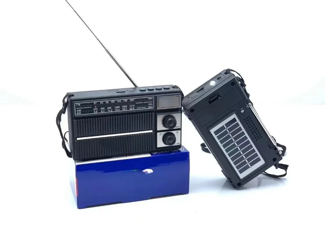 Radio Solar portátil Retro multibanda barata, Am, Fm, Sw, con Bt inalámbrico y pantalla Led, función Tws