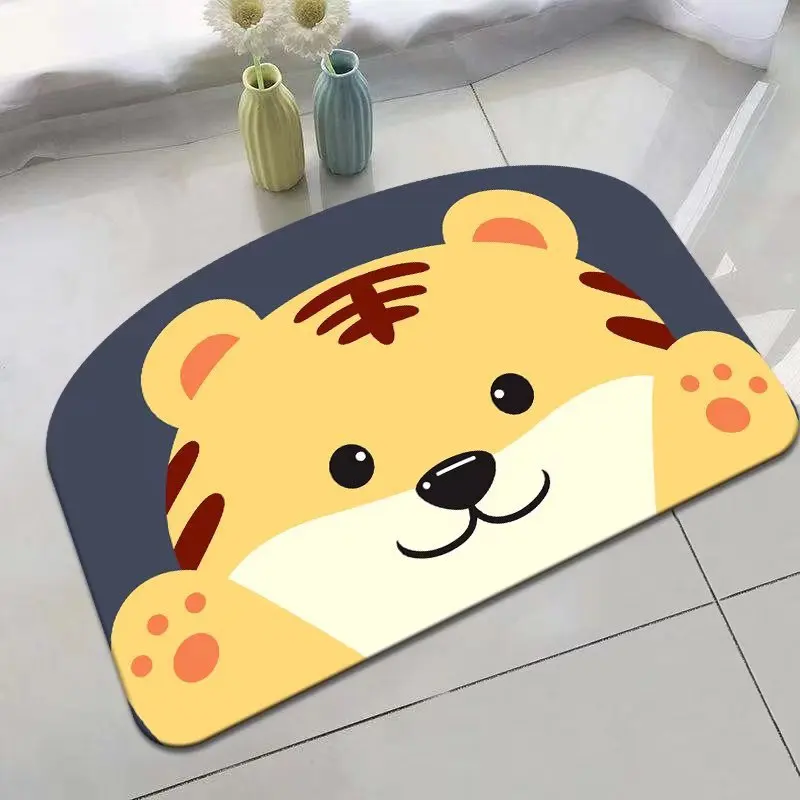 Cute Cat Dog Pig Quick Drying Super Absorbent Bath Mat Anti-Slip Mat Entrance Room Floor Mats Toilet Carpet Home Decor Bath Rug