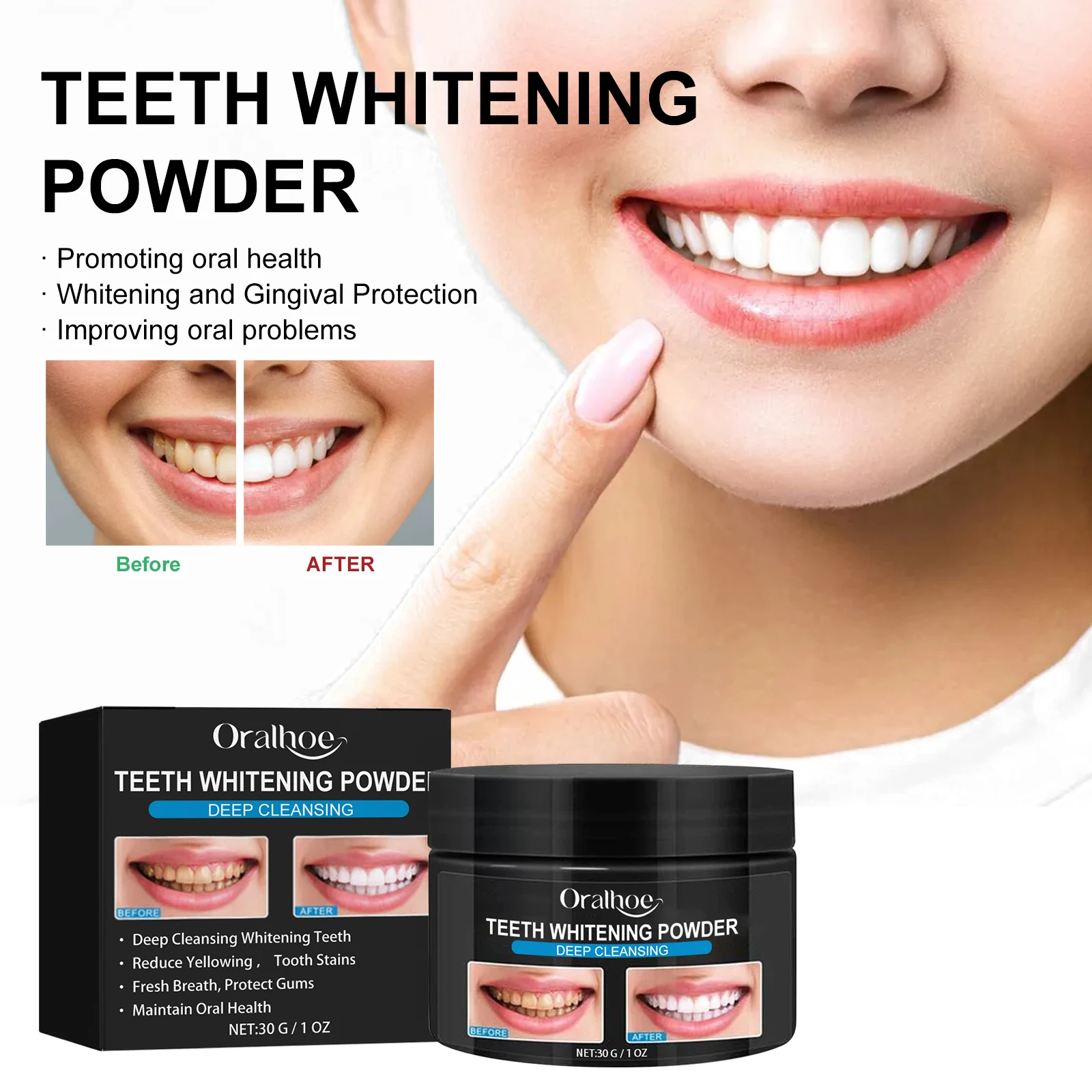 Charcoal Whitening Teeth Powder Cleaning Dental Calculus Stains Improve Tooth Yellow Remove Bad Breath Bright White Toothpaste view 4