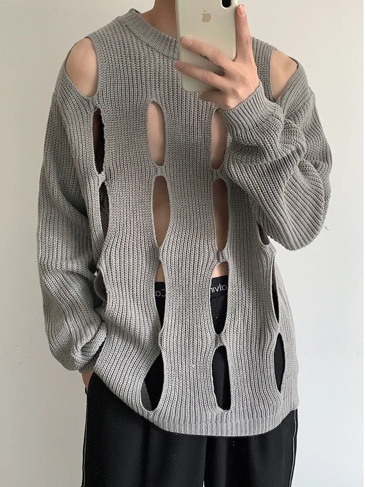 [oimg] Designed Hollow Sweater Men's And Women's Knitwear Hole Casual Korean Version Loose Lazy Very Fairy