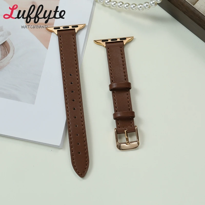 

Simple Style PU Leather Smartwatch Band for Apple Watch 38/40/41/42/44/45/46/49mm Cute Women Belt for Iwatch 1-10 SE Ultra 2