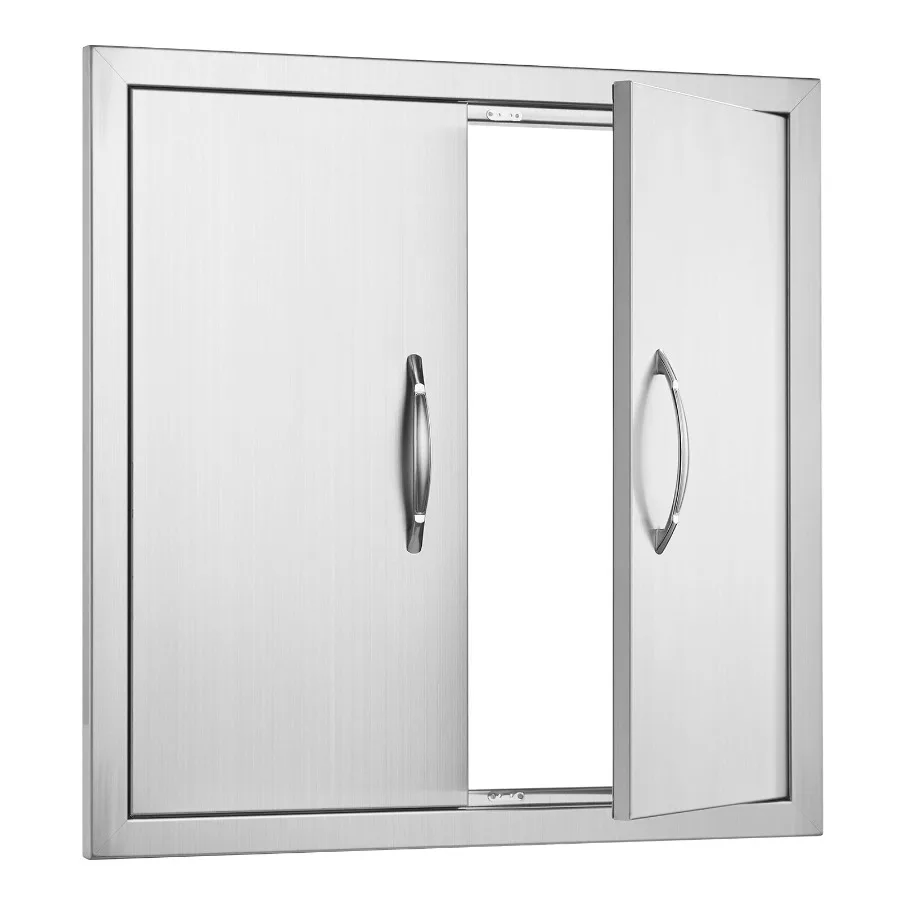 BBQ Access Door, 24W x 24H Inch Double Outdoor Kitchen Door, Stainless Steel Flush Mount Door, Double Wall Vertical Door with H