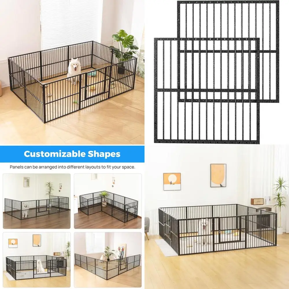 

Прочный 32-высокий манеж для собак с дверцей, прочная ручка для щенков, простая сборка для использования в помещении и на открытом воздухе