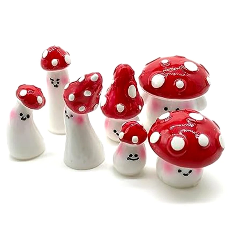 7Pcs Mini Mushrooms for Crafts Little Fairy Garden Mushrooms Tiny Resin Mushroom Decor Mushroom Miniatures StatueA09G