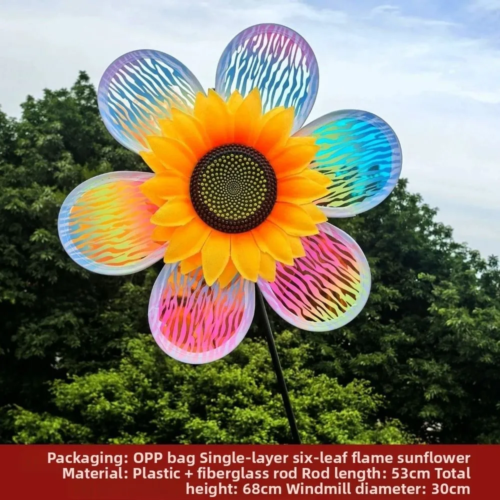 Multistyles Sunflower Windmill PVC Diameter 28/30cm Stake Standing Lawn Flower Pinwheel Garden Yard Wind Spinner