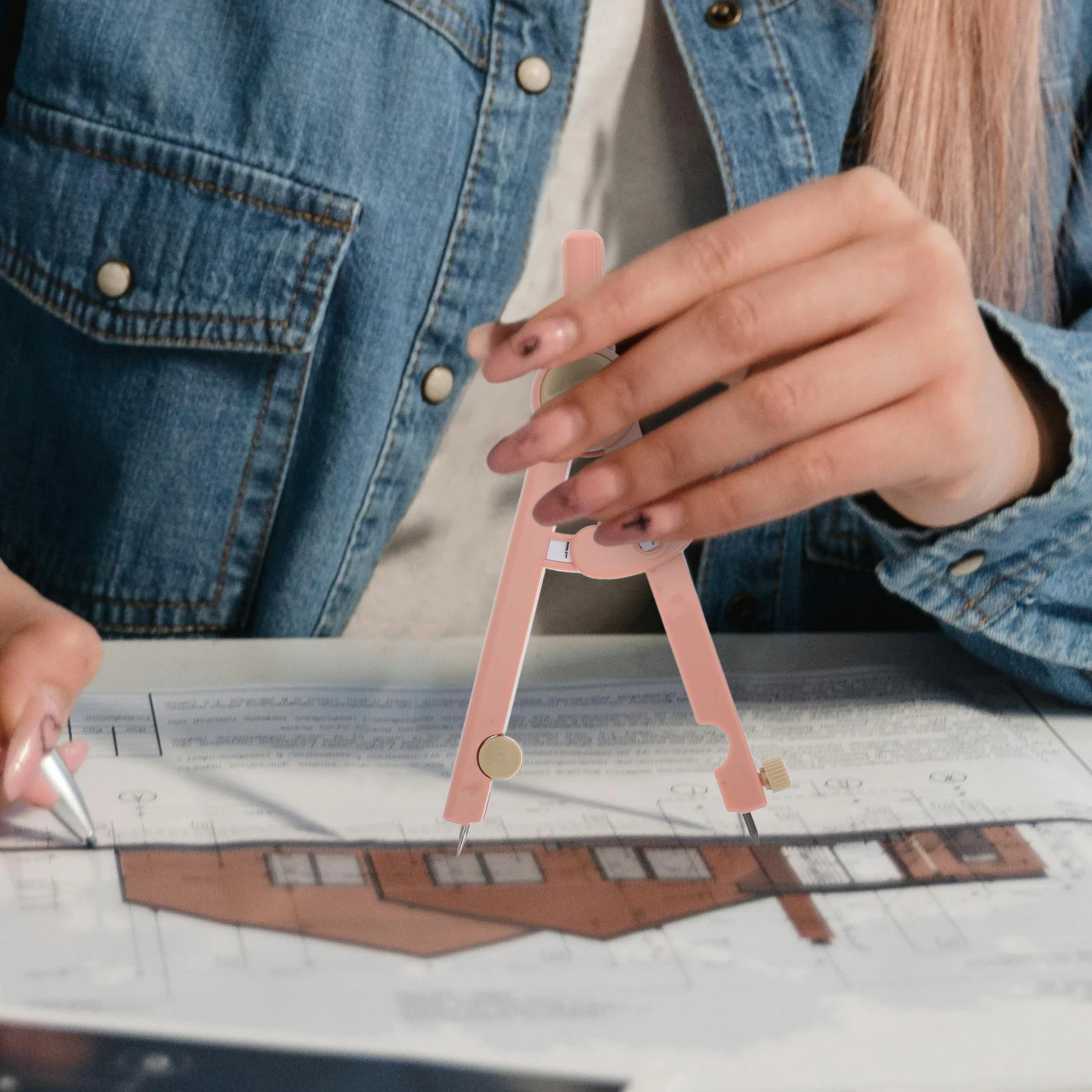 

Small Compass for Math Teaching School Engineering Drawing Plastic Scale Arm Geometry Precision Tool Drafting Compasses