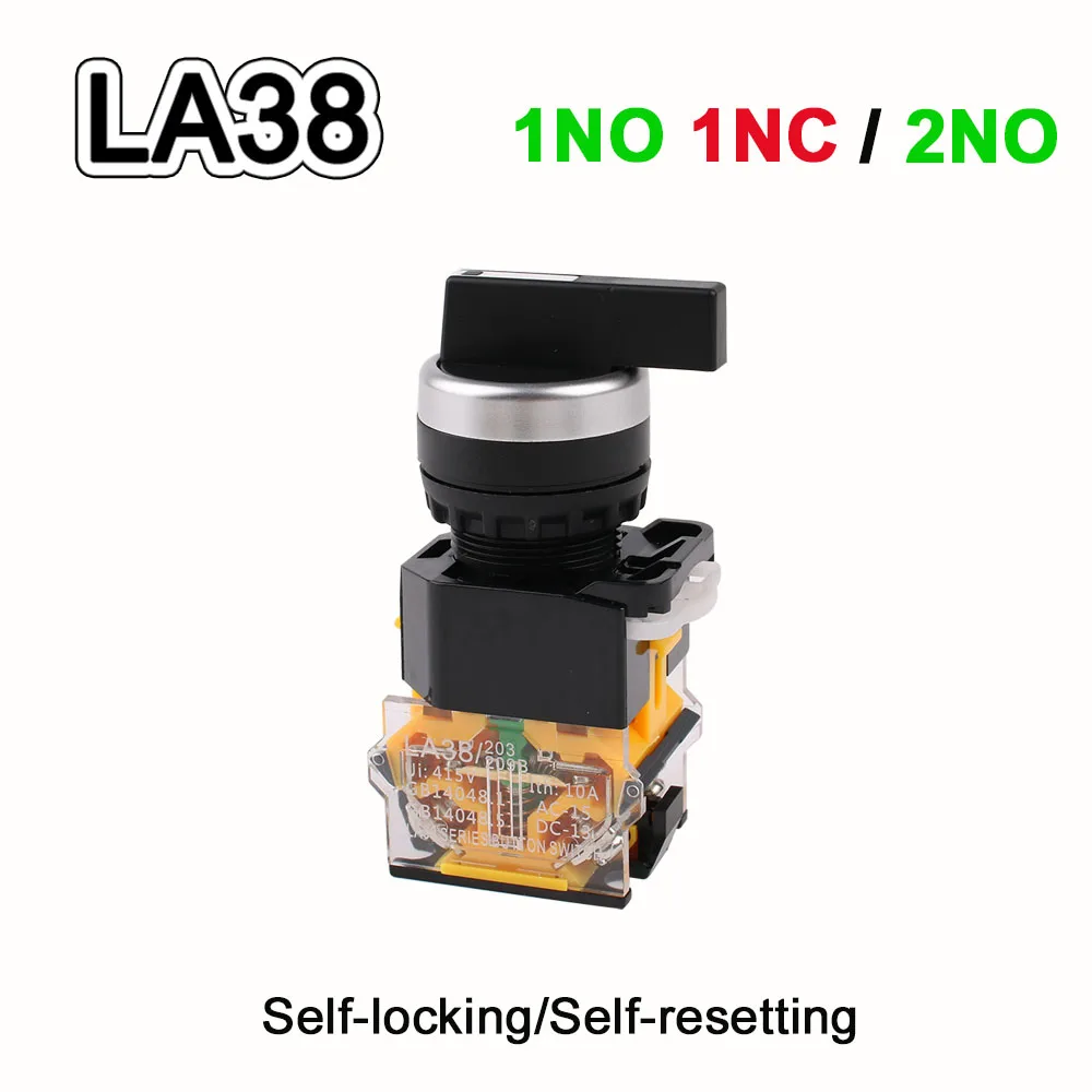 

1pcs LA38-11XB2/20XB2 Rotary Switches 1NO 1NC/2NO 2/3 Gear Long‑Handle Knob Switch Self-lock/Self-reset
