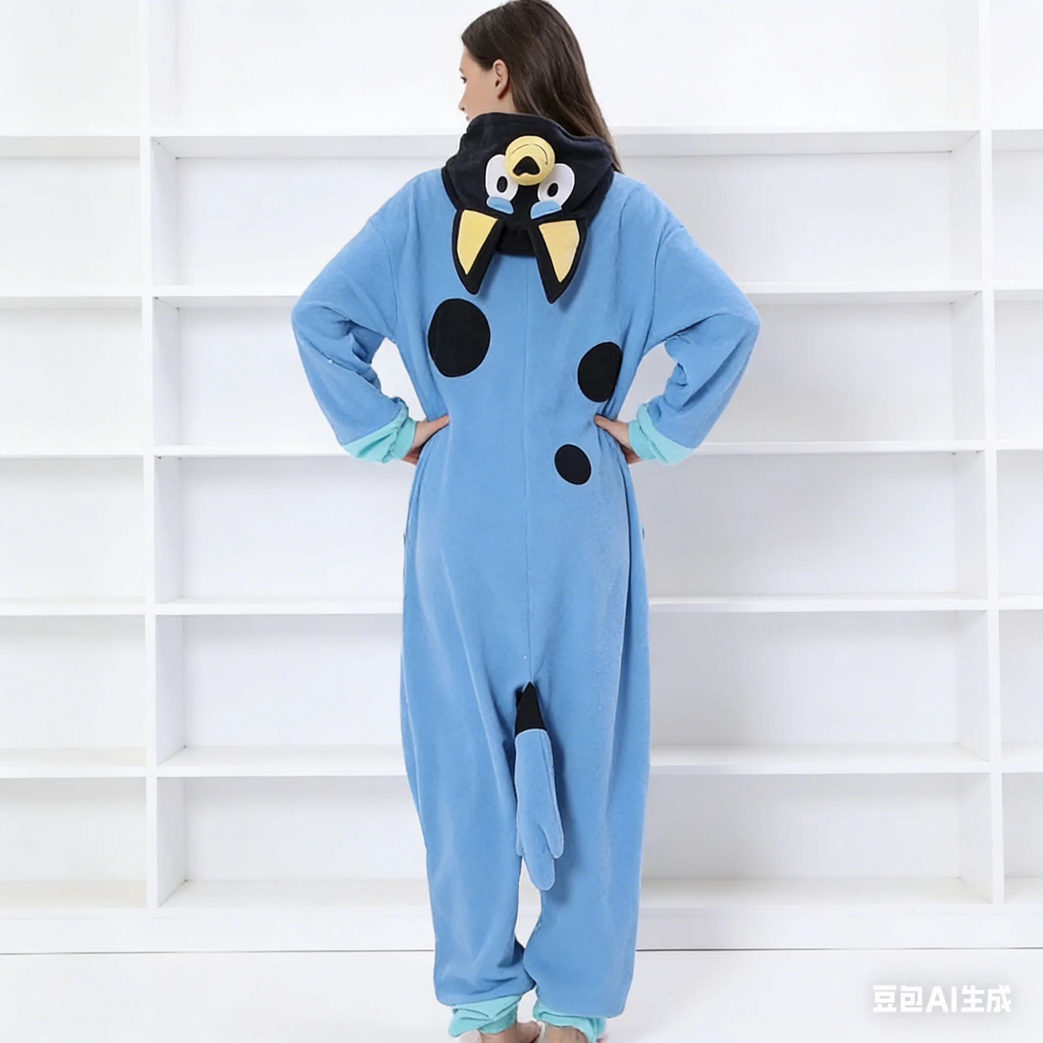 

Пижама-комбинезон Blueys для взрослых, цельный флисовый комбинезон с мультяшным принтом, костюм для сна, аниме-косплей