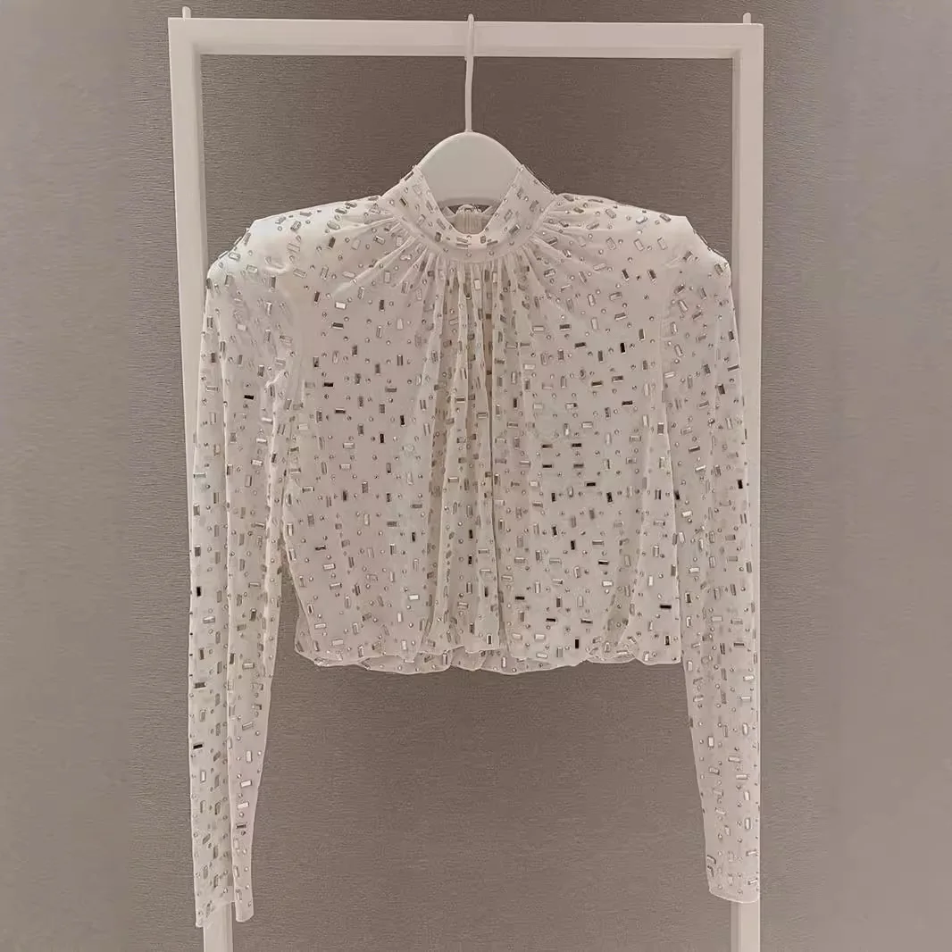 2025 Autumn New Long Sleeve Chiffon Blouse Women Unique Embroidered Sun Protection Shirt Y2K Tops