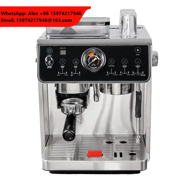 Semi-Automatic Electric Coffee Maker Full Touch Screen Multi-Function With Grinder Stainless Steel Housing For Hotels