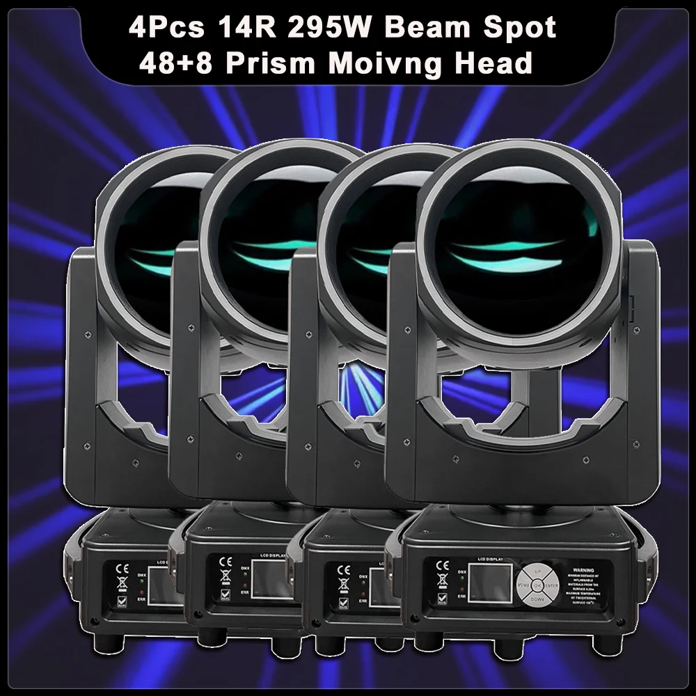 

4Pcs/lot 14R 295W Beam Moving Head Light with Aperture 14 Gobos 14 Colors 48+8 Prism Effect DMX DJ Disco Party Club Stage Effect