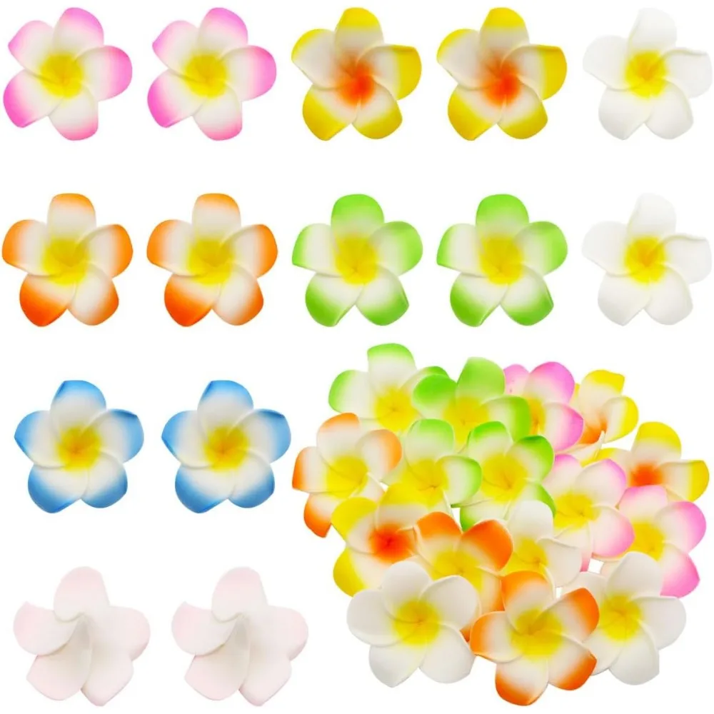 

100 шт., диаметр 1,6 дюйма, разные цвета, искусственная плюмерия Руra, гавайская пена, лепестки цветов Франжипани для свадебной вечеринки, декабрь