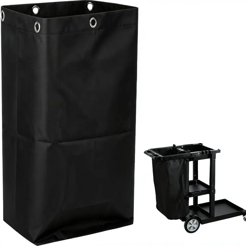 Large Capacity Janitorial Cart Accessory Bag Heavy Duty Oxford Material Organizer For Commercial Housekeeping Trolley Waste