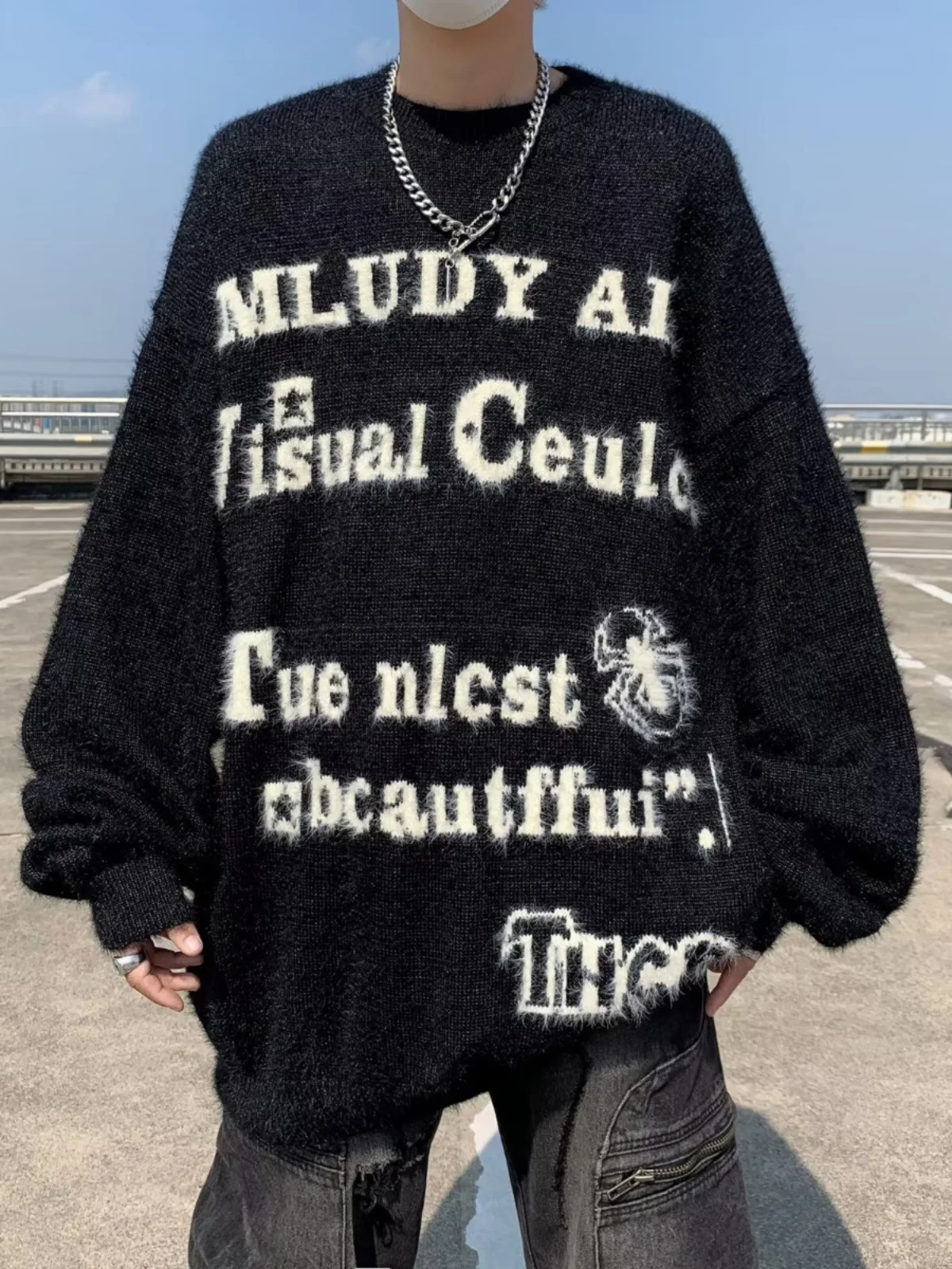 

Soft Cozy American Retro Lazy Sle Men's Knitted Sweater Autumn Winter Loose Base Layer Oversize Coat Couple Matching