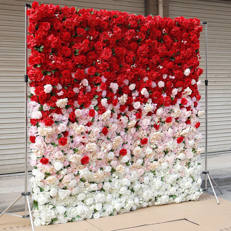 

3D Red Deluxe Edition Rose Hydrangea wall wedding background window display flower giver activity party props