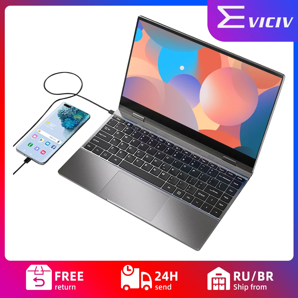 EVICIV Rechargeable Touch Portable Monitor with Keyboard Built-in Battery Sub Mobile Phone Lapdock Screen for Cloud PC Raspberry