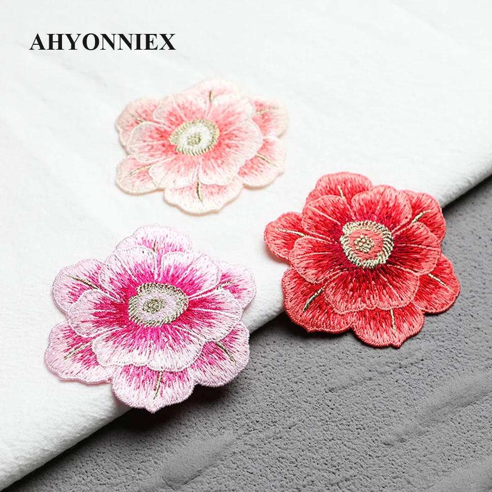 High Quality 6 Colors Embroideried Repair Flower Patches Bag Jacket Jeans Soft Sew On Patches DIY Clothes Sticker