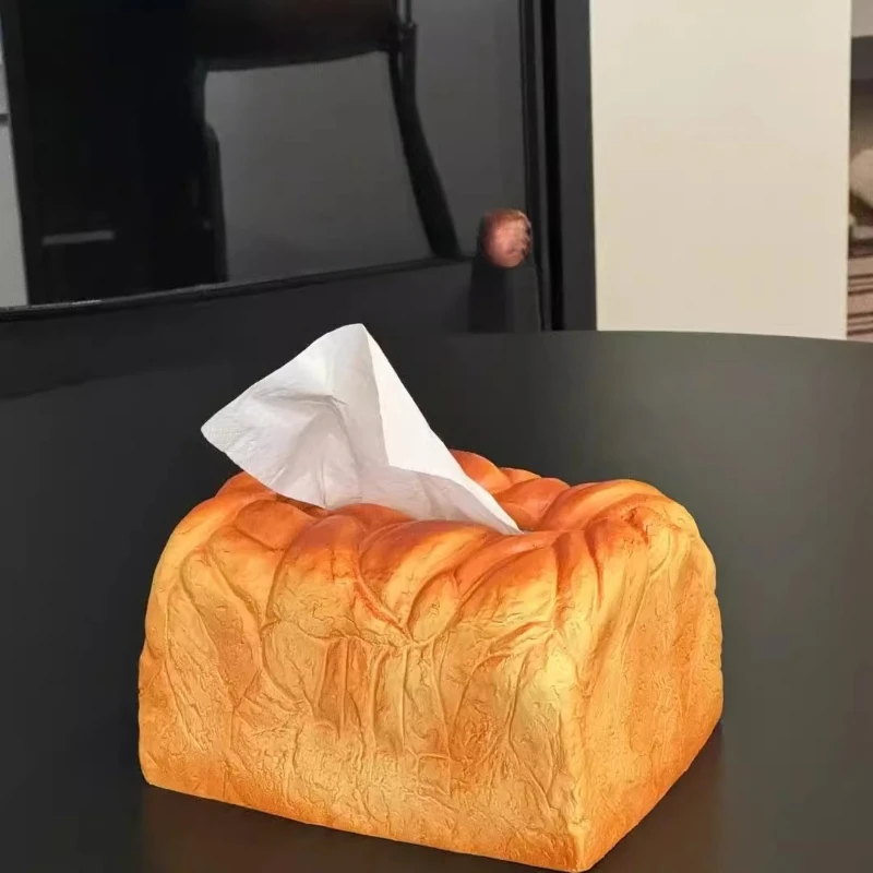 Boîte à mouchoirs pour pain prospère de Style crème, boîte en papier pour salon de maison, forme de pain grillé crème simulée