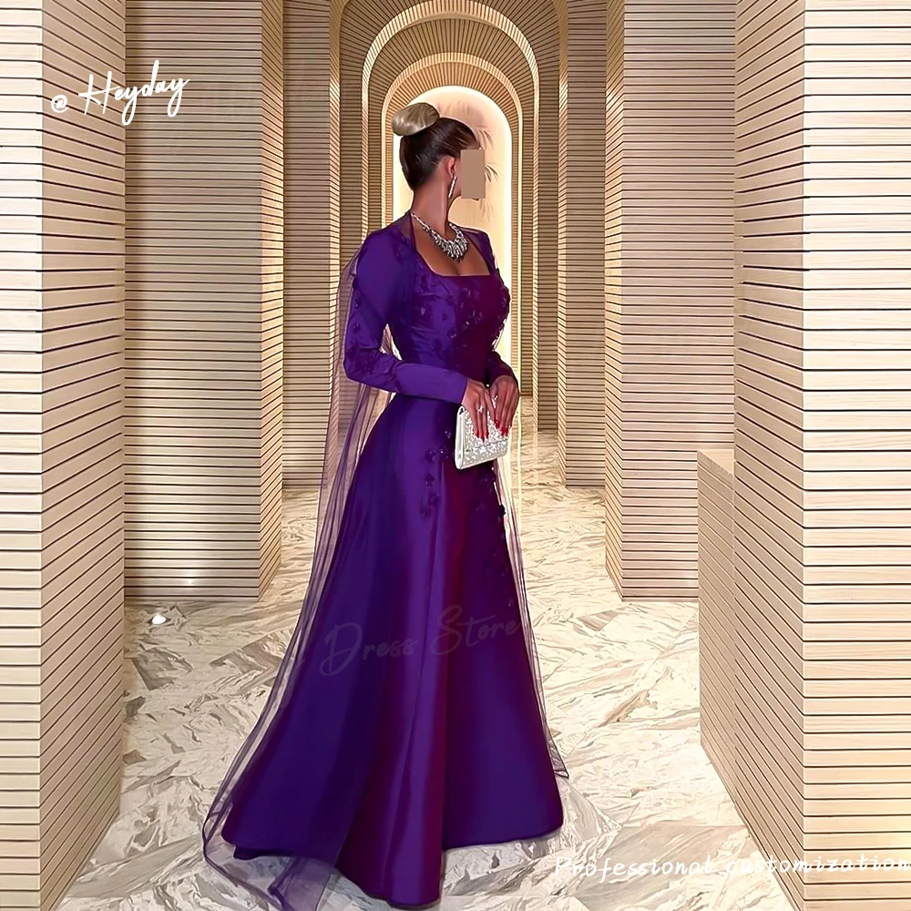 Heyday Square Collar Saudi For Women Appliques Royal Mermaid Prom Gown Floor Length Flowers Elegant evening dresses luxury 2024