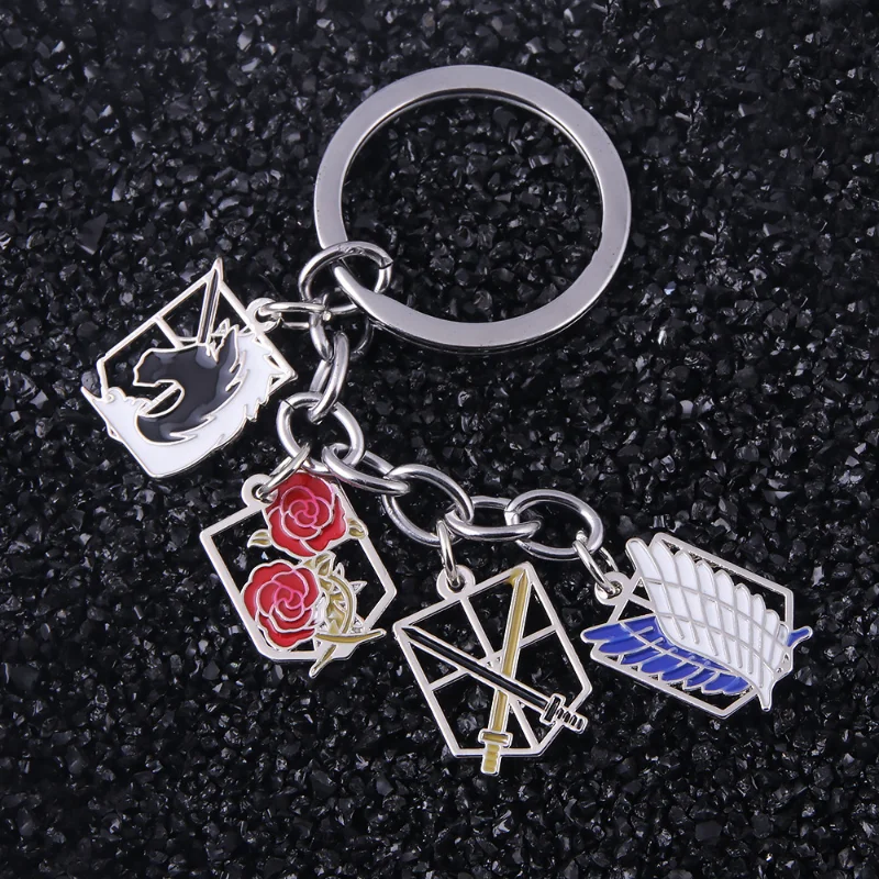 Anime Attack on Titan Keychain Trainee Survey Corps Military Police Garrison Regiment Bag Pendant Car Keyring Jewelry Kids Gift