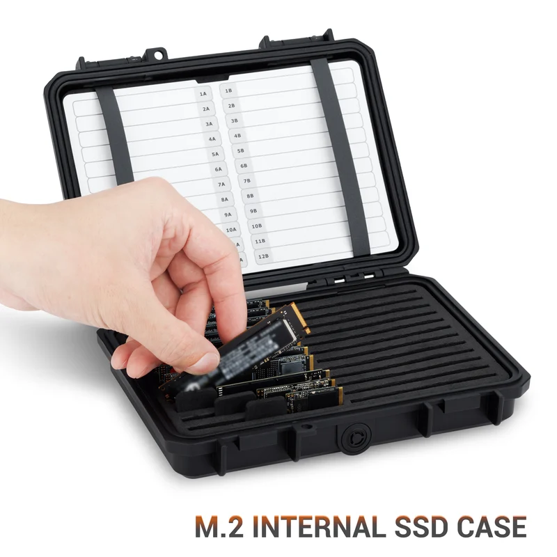 Estojo para 24 SSDs M.2 2280/2260/2242/2230 à prova d'água