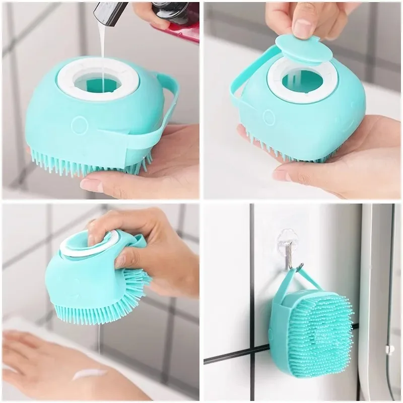 1Pcs Multifunctional Household Bath Artifact Silicone Bath Brush Pet Bath Brush Shampoo Hair Cleaning Massage Scalp Brush Tool