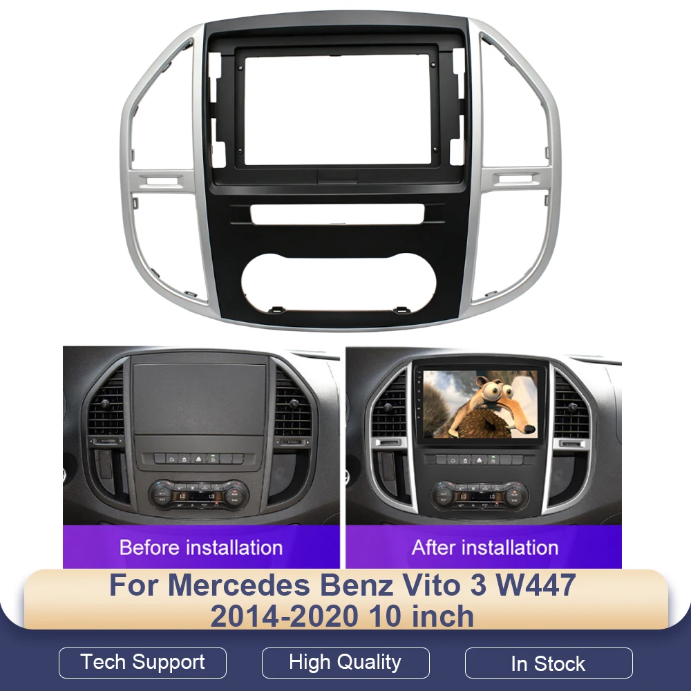 

Car Radio Fascias Frame For Mercedes Benz Vito 3 W447 2014-2020 10 inch 2DIN Stereo Panel Harness Power Adapter Kit